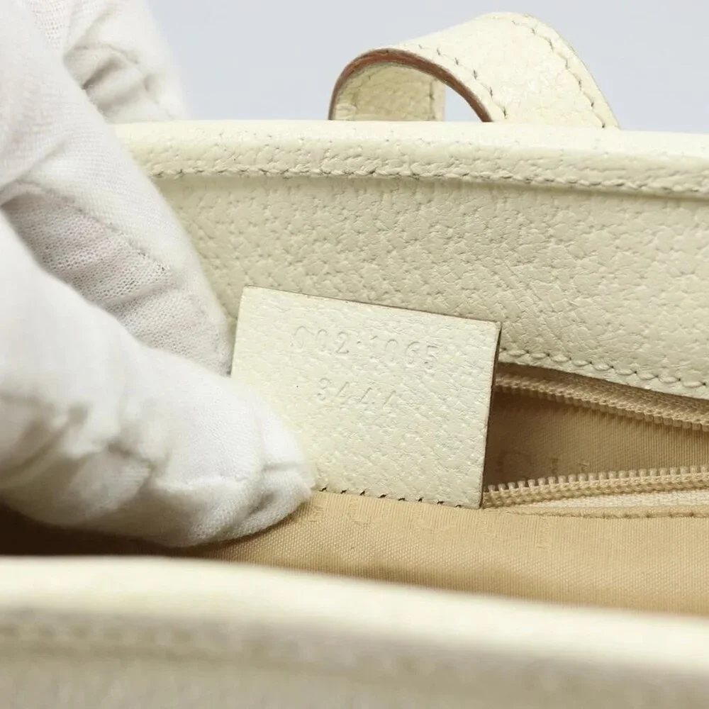 GUCCI Jackie Hand Bag Leather White Silver - Picture 13 of 16